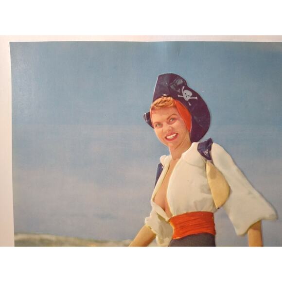 Pirate Lady Art Print Vintage 1940's Lithograph 3-D Embossed Sexy Captain Ahoy - Picture 8 of 10